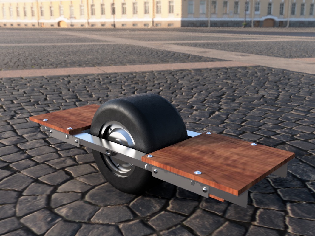 rendering showing the machine on a cobblestone plaza